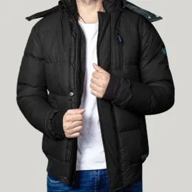 Desmond Faux Fur Hooded Puffer Jacket Black