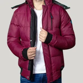 Desmond Faux Fur Hooded Puffer Jacket Red