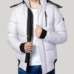 Desmond Faux Fur Hooded Puffer Jacket White