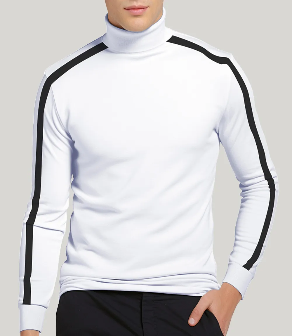 Mens striped turtleneck on sale sweater