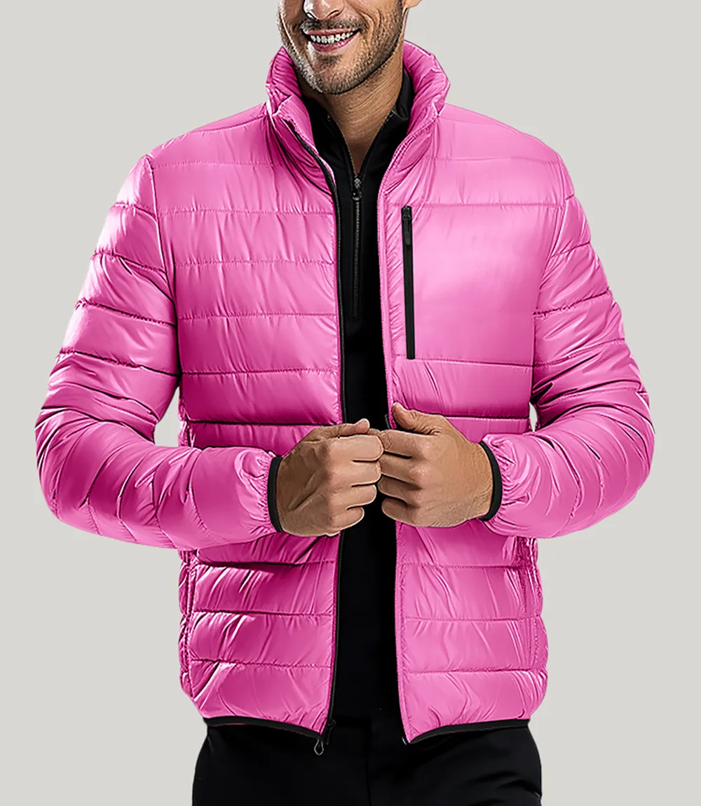 Vicente Pink Down Jacket For Men: Mid weight & Windproof - Urban Buck