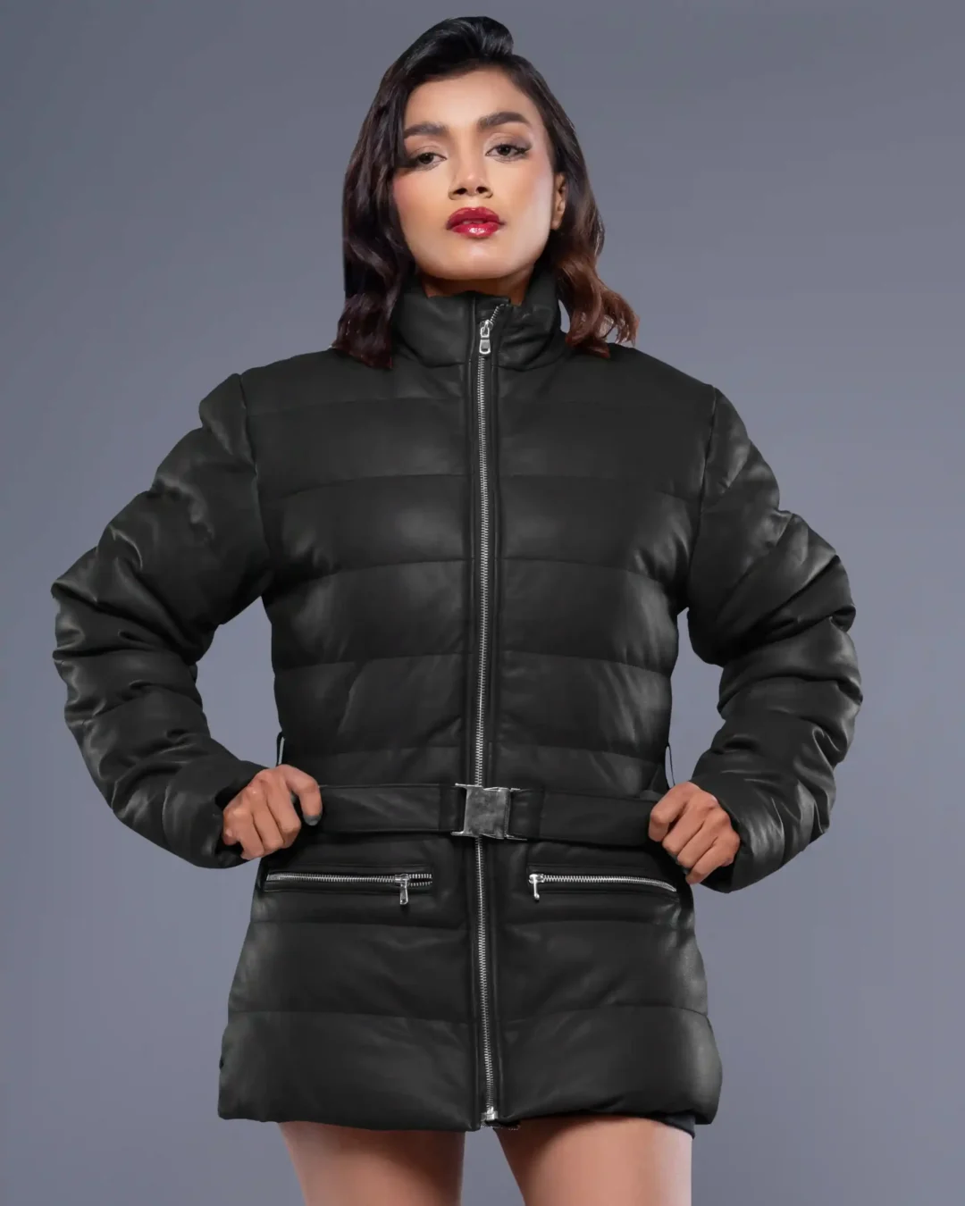 Robin Women's Duck Down Real Leather Puffer Jacket