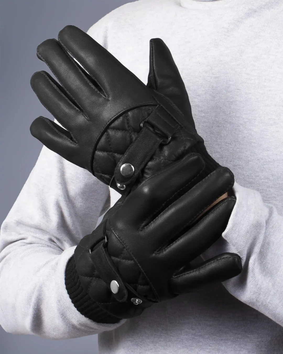 Mayhem Two Tone Ribbed Tan Leather Gloves For Men