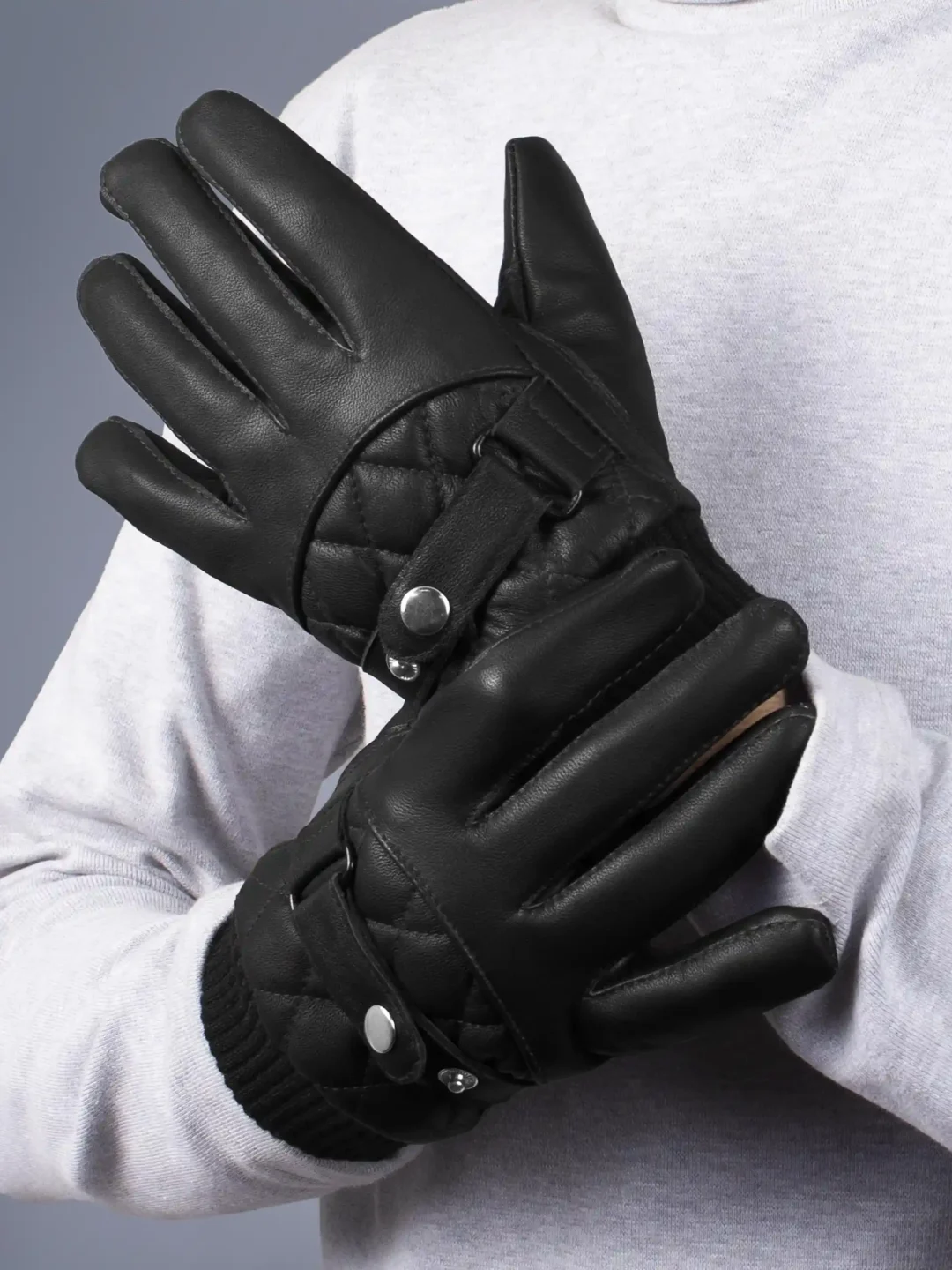 Mayhem Two Tone Ribbed Tan Leather Gloves For Men