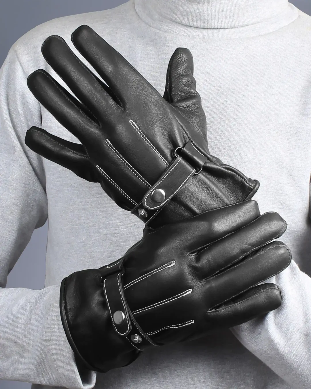 Harold Lined Black Leather Gloves For Men