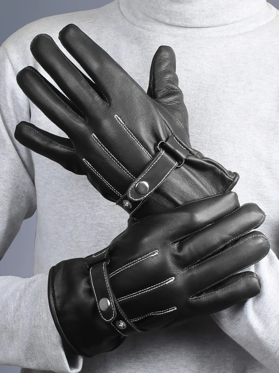 Harold Lined Black Leather Gloves For Men