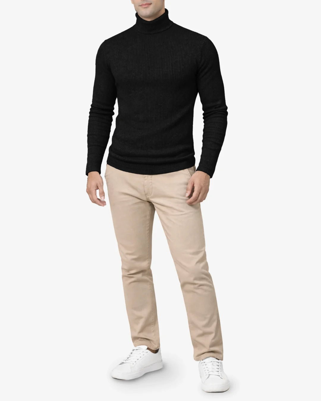 James Long Sleeves Ribbed Turtleneck Sweater for Men