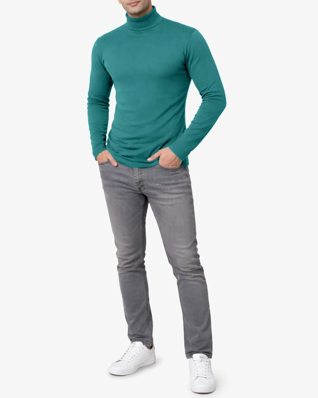 Kyle Long Sleeves Ribbed Turtleneck Knitted Shirt for Men