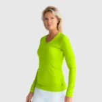 Bency V-Neck Long Sleeve Sun Protection Shirt-neon green (3)