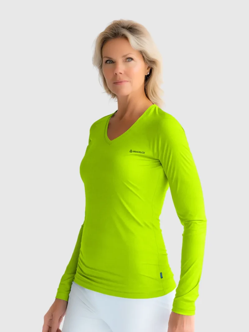 Bency V-Neck Long Sleeve Sun Protection Shirt-neon green (3)