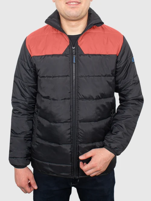 Davis Packable Two Tone Puffer Jacket For Men-Black Rust (2)