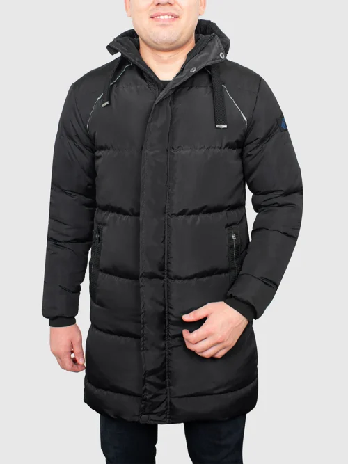 Lonnie Long Hooded Puffer Jacket for Men-Black (4)