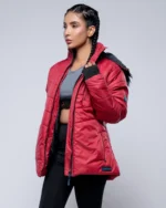 Paola Faux-Fur-Trim Hooded Puffer Jacket-Red