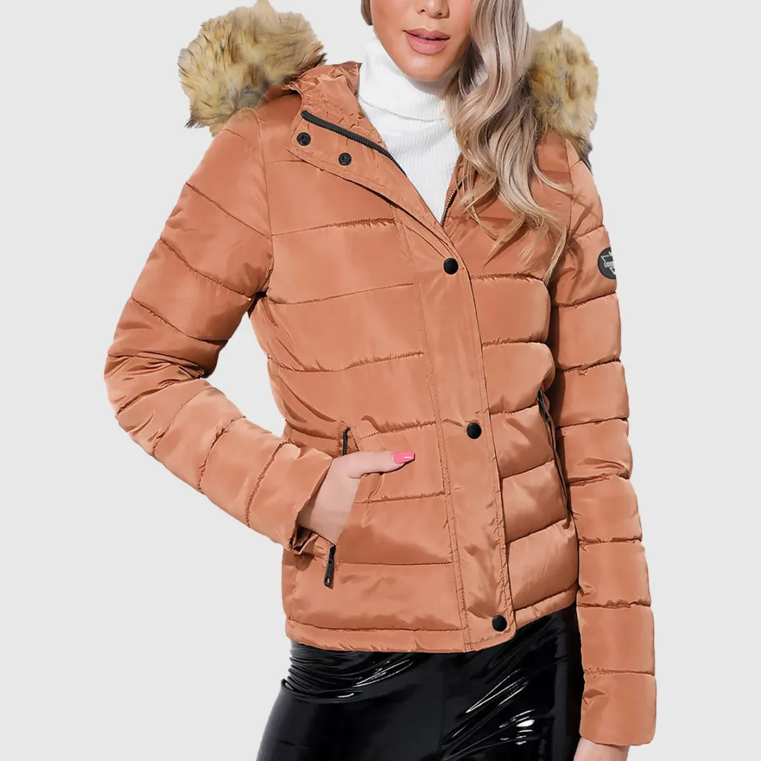 Verlie Faux Fur Trim Hooded Puffer Jacket For Women