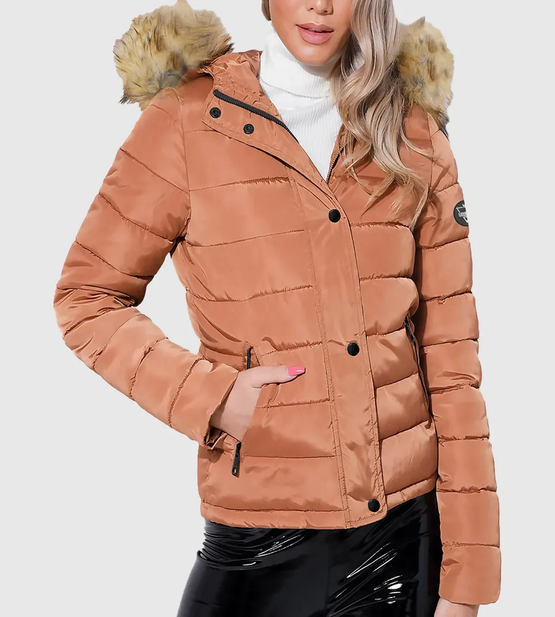 Verlie Faux Fur Trim Hooded Puffer Jacket For Women