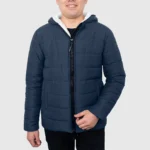 Wilfred Sherpa Hooded Puffer Jacket-Navy Blue (4)