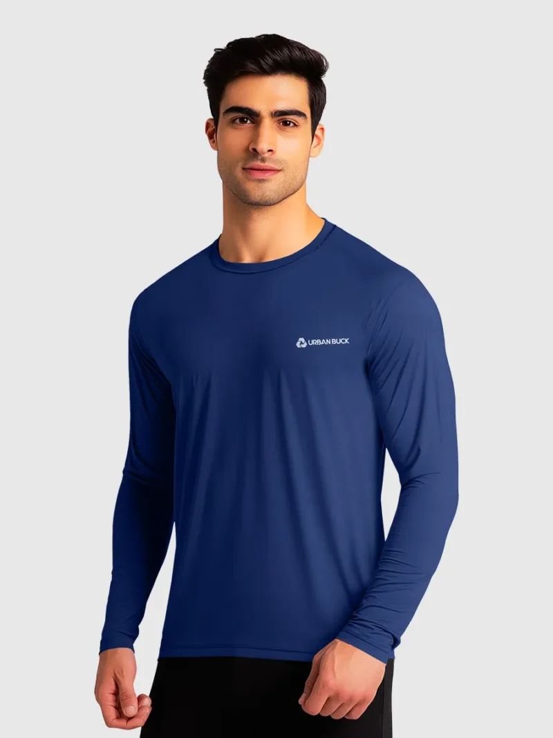 Nirved Crewneck Full Sleeve Sun Protection Shirt-navy blue