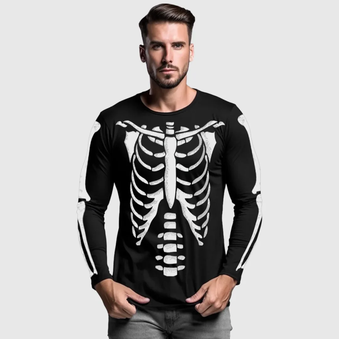 Skeleton Body and Arms Halloween Costume Shirt for Men