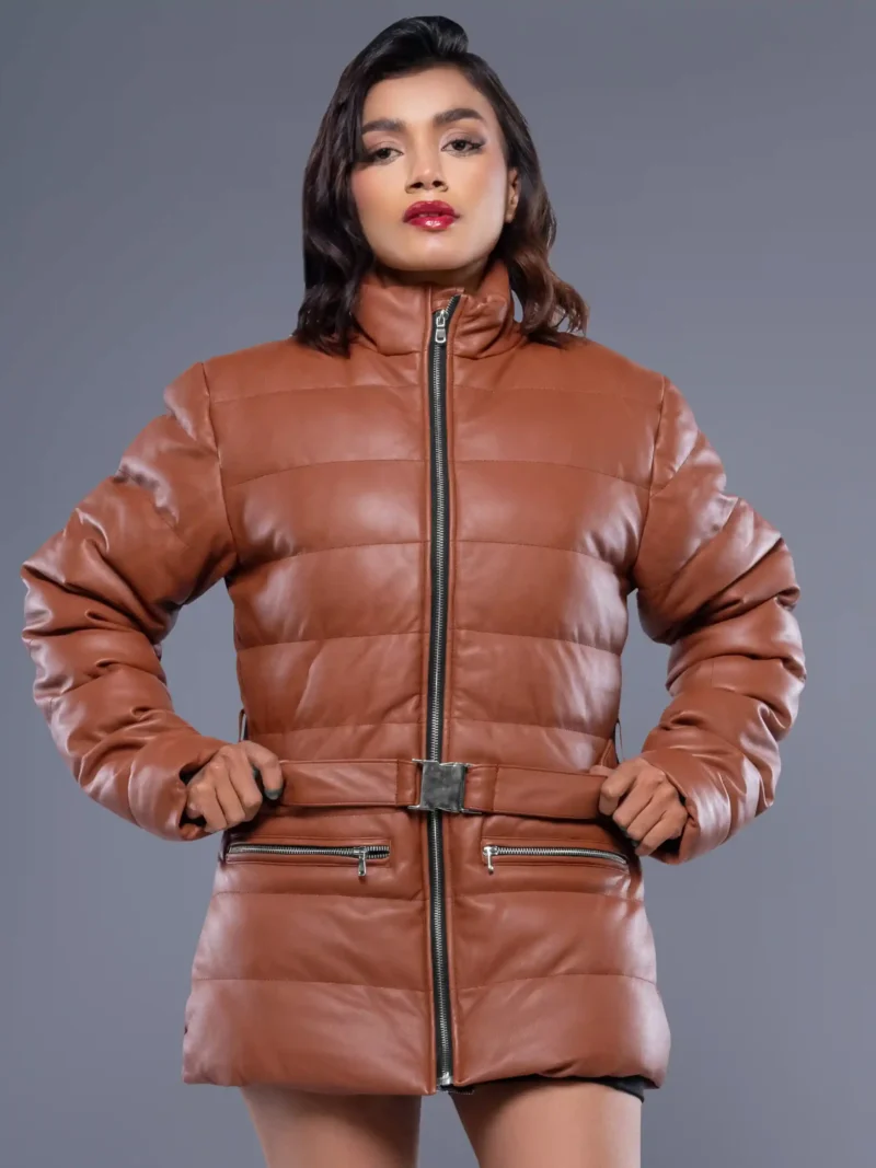 Robin Women's Vegan Leather Duck Down Puffer Jacket