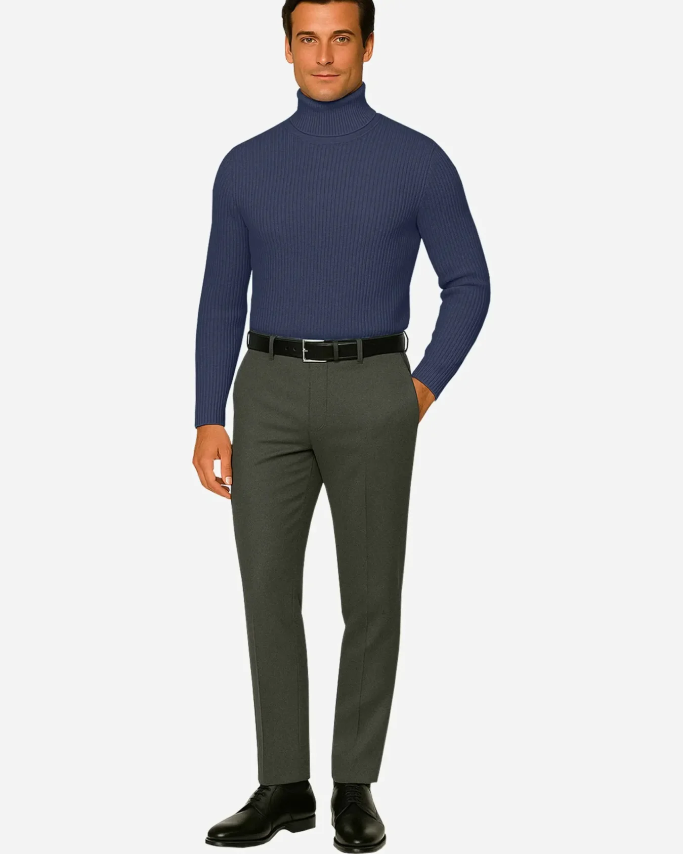 Jackard Men’s Turtleneck-Blue