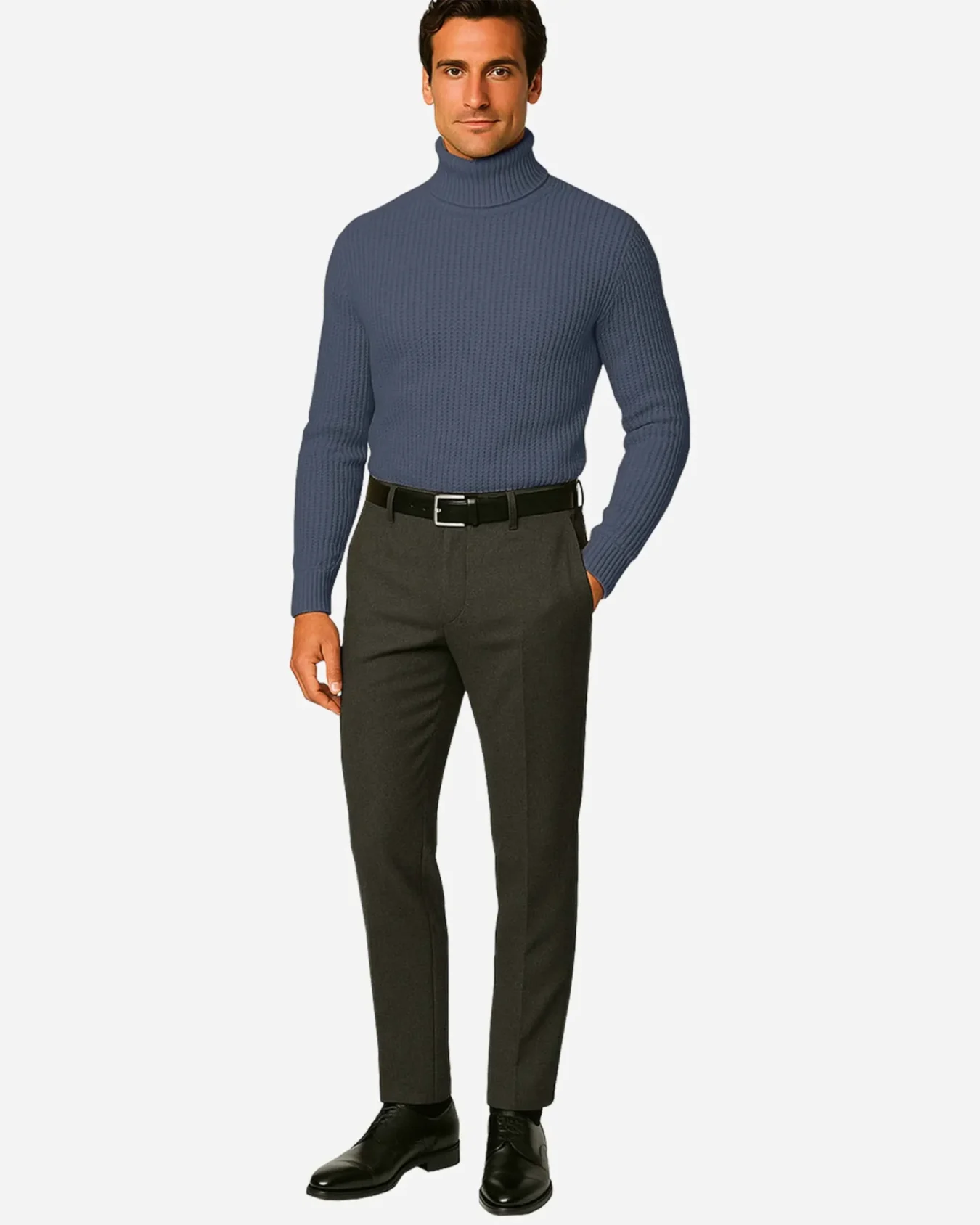 KRASH Men's Premium Turtleneck Sweater-dark grey