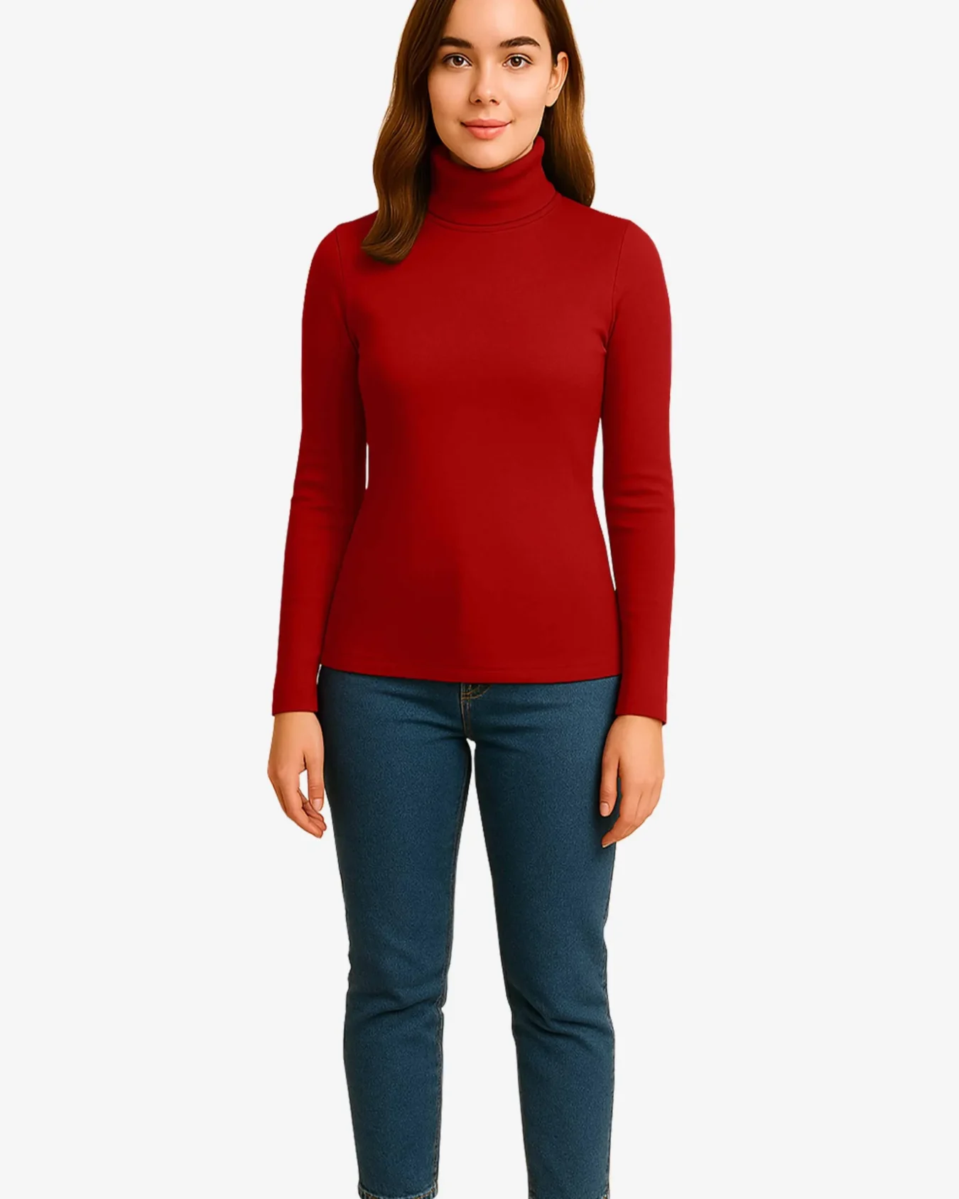 GREE Women’s Turtleneck Sweater-Red