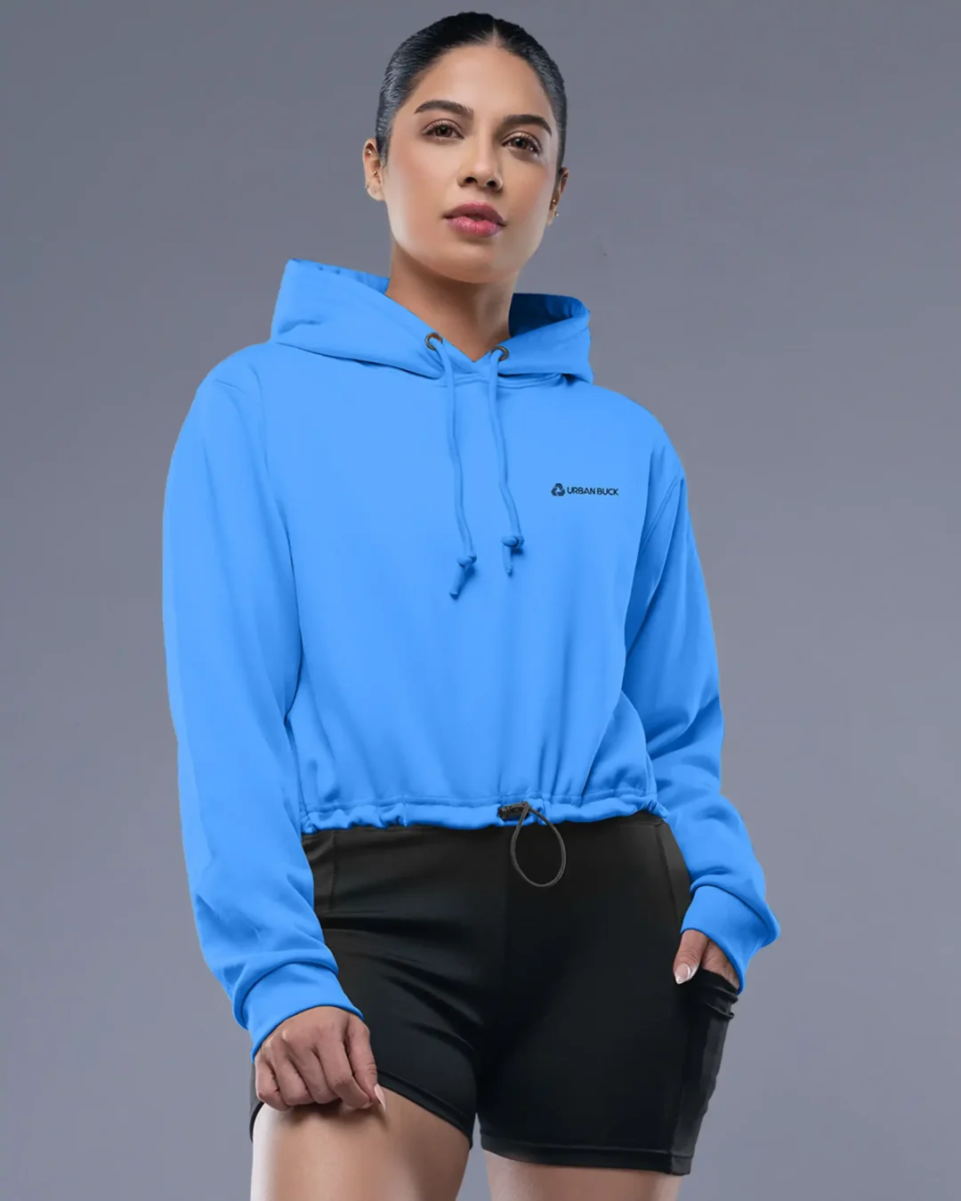 Shizza Crop Pullover Drawstring Hoodie