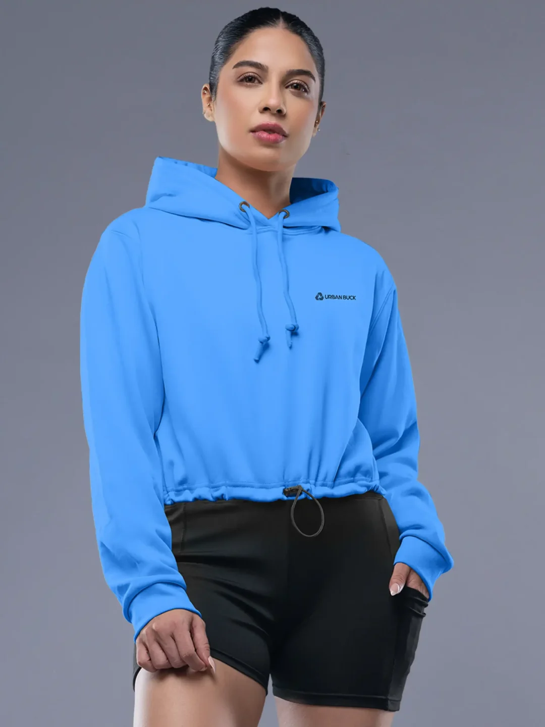 Shizza Crop Pullover Drawstring Hoodie