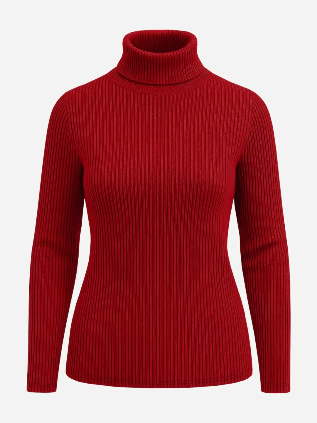 Jane rib knit cotton turtleneck sweater front view-black