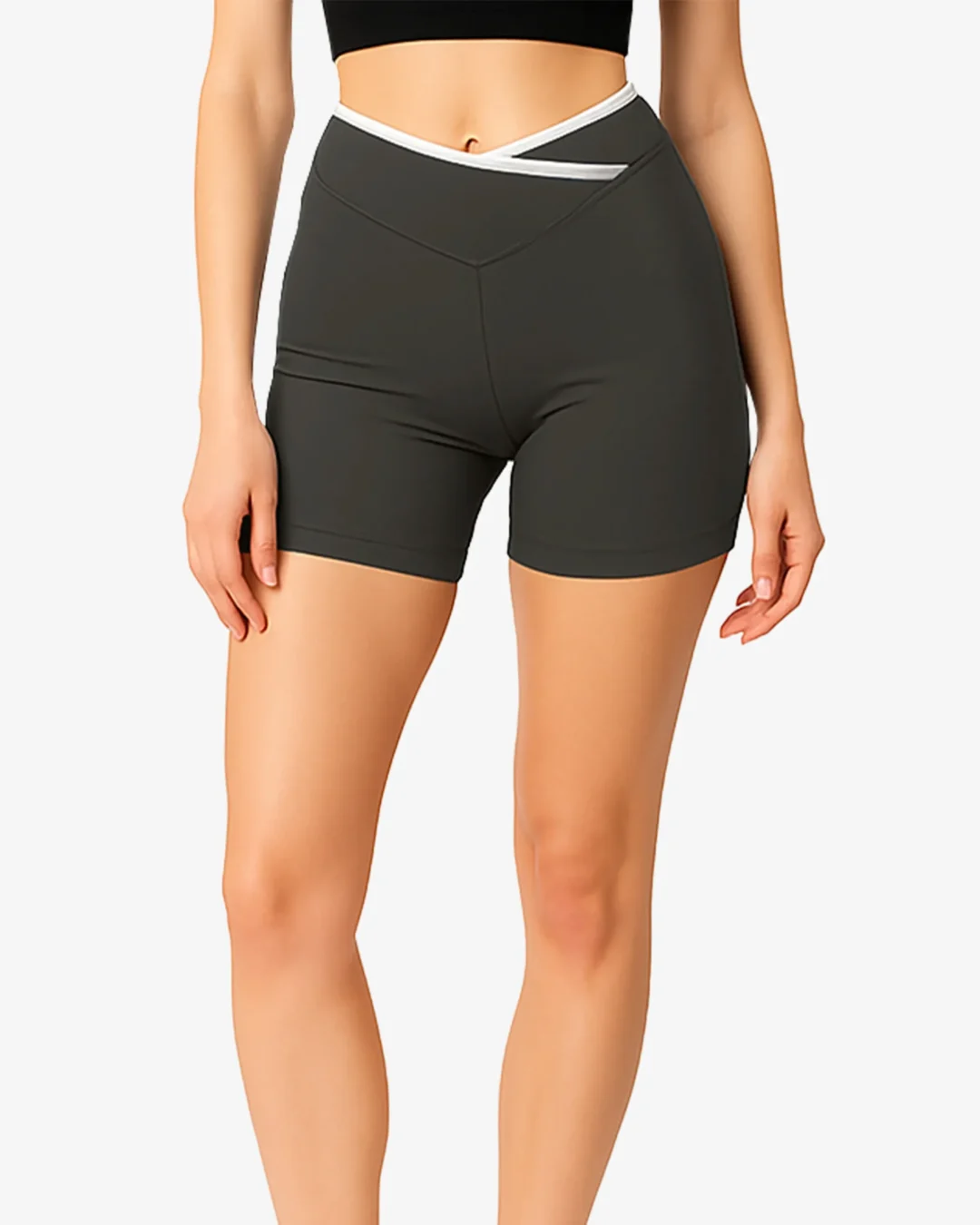 Kathleen Crossover Waist Yoga Shorts