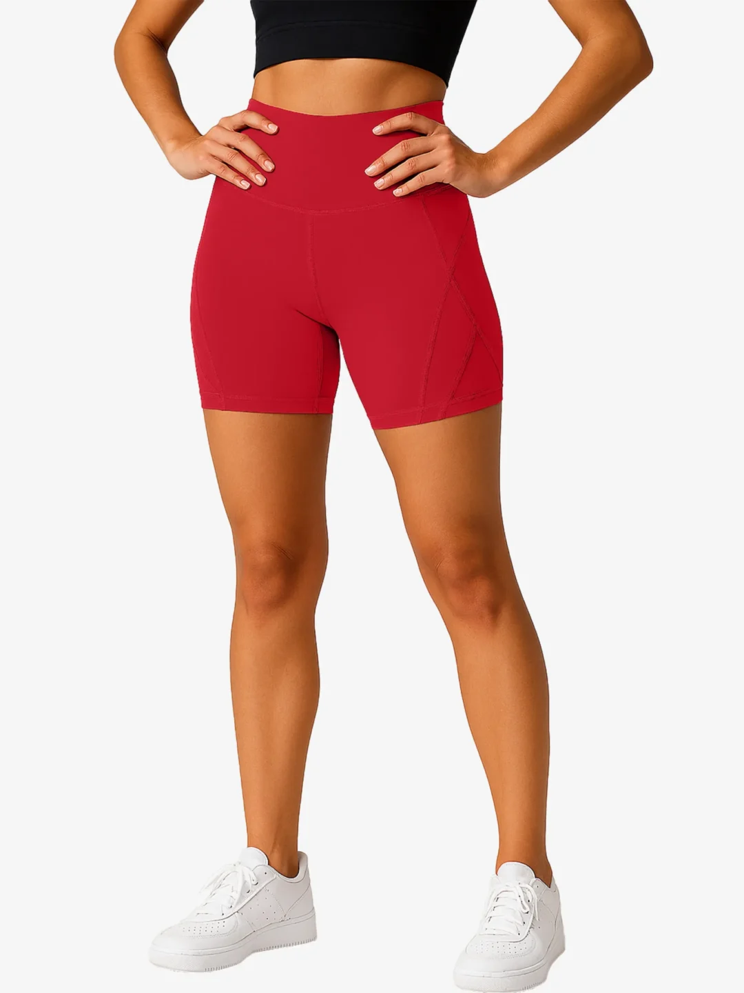 Trinity High-Waist Yoga Shorts with Side Pockets