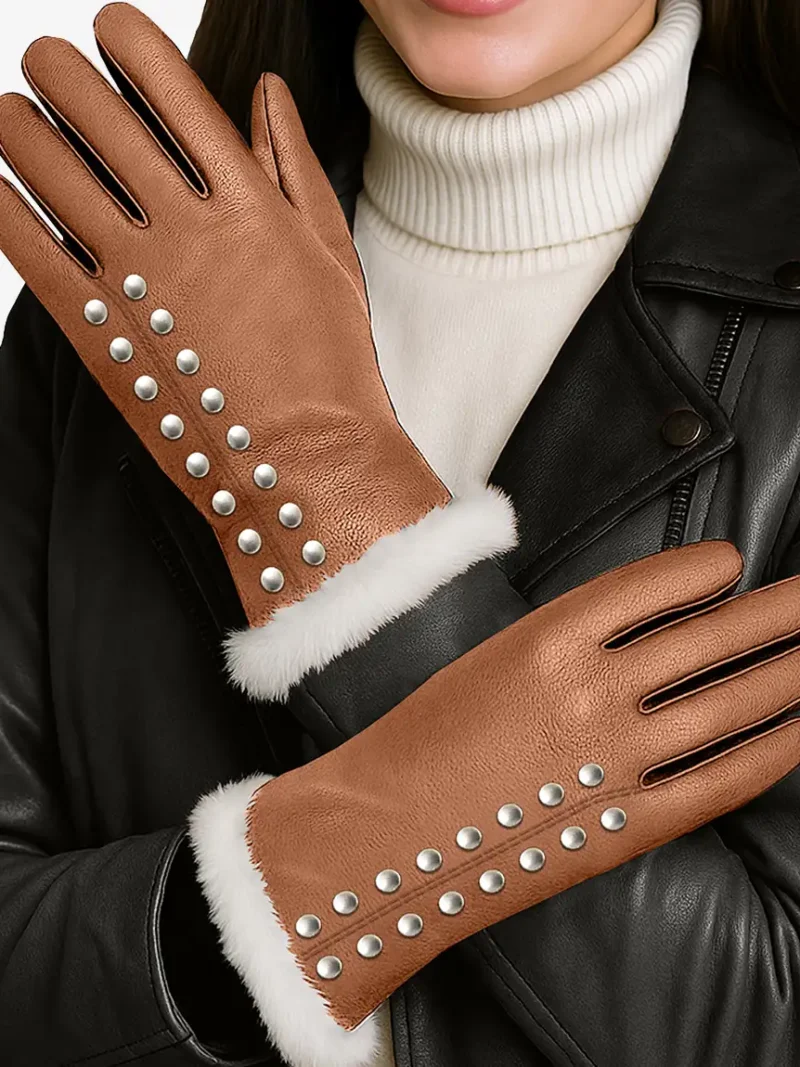 Magente Women’s Long Leather Winter Gloves