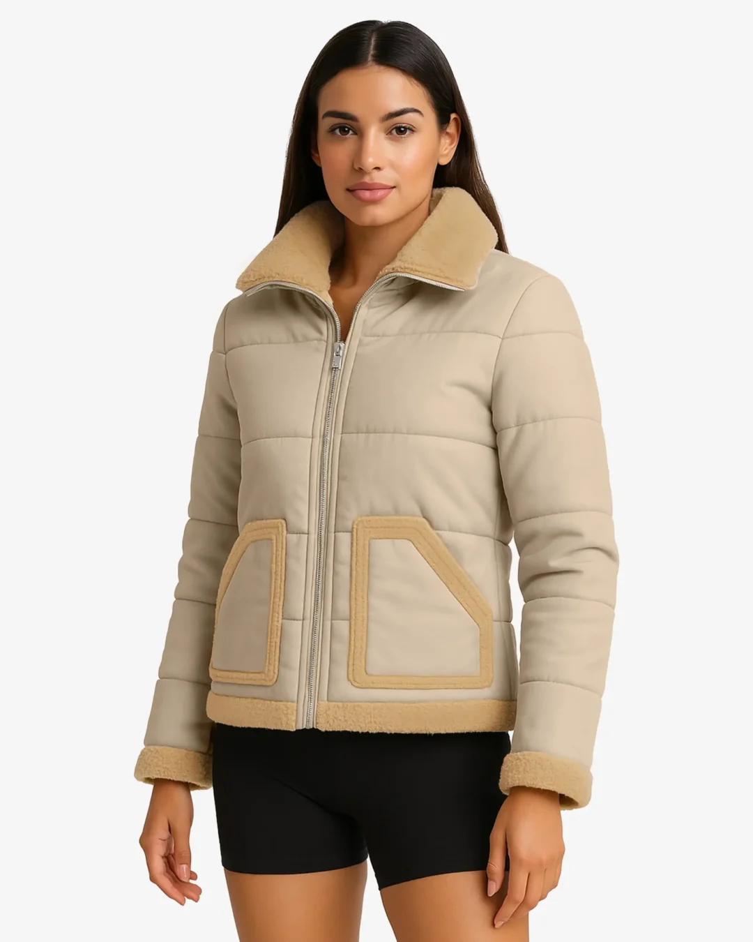 Alpine Cozy Women’s Sherpa Trim Puffer Jacket