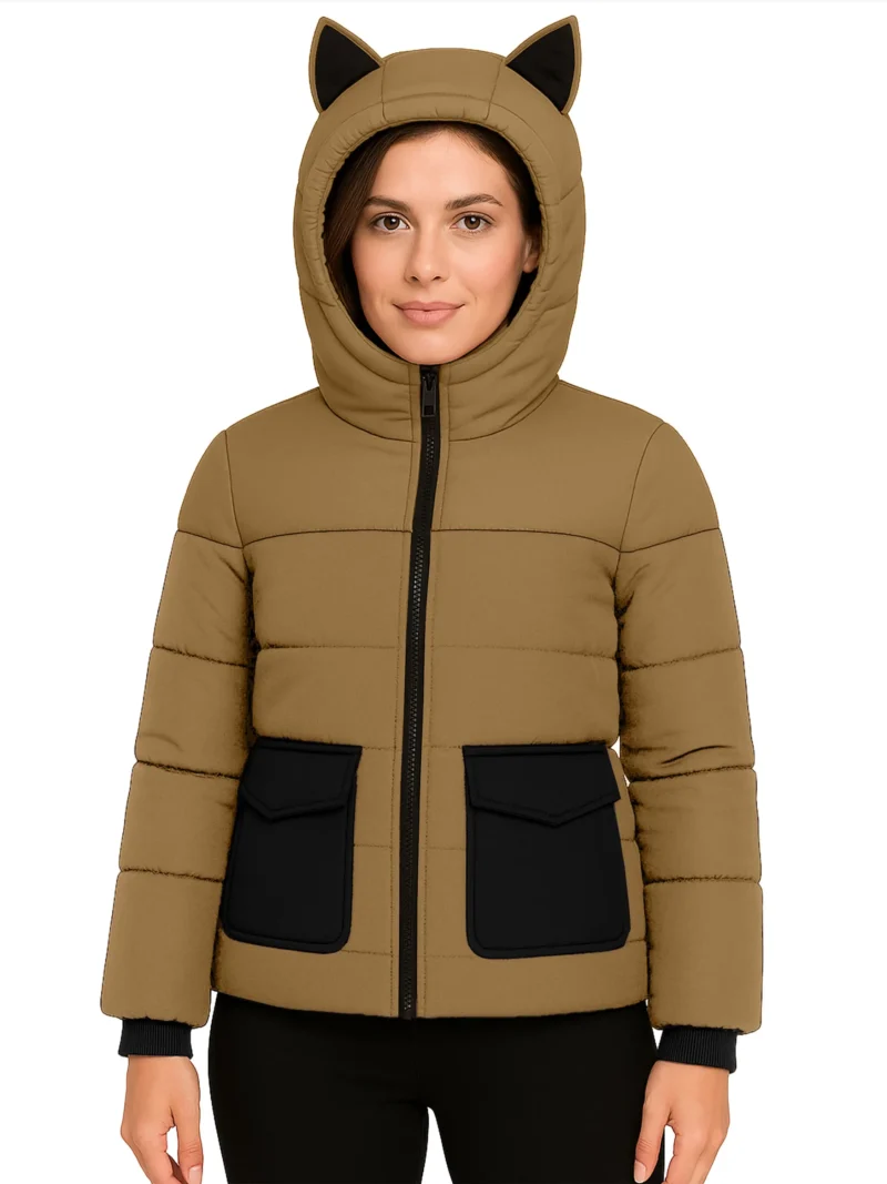 Berry Black Hooded Puffer Jacket