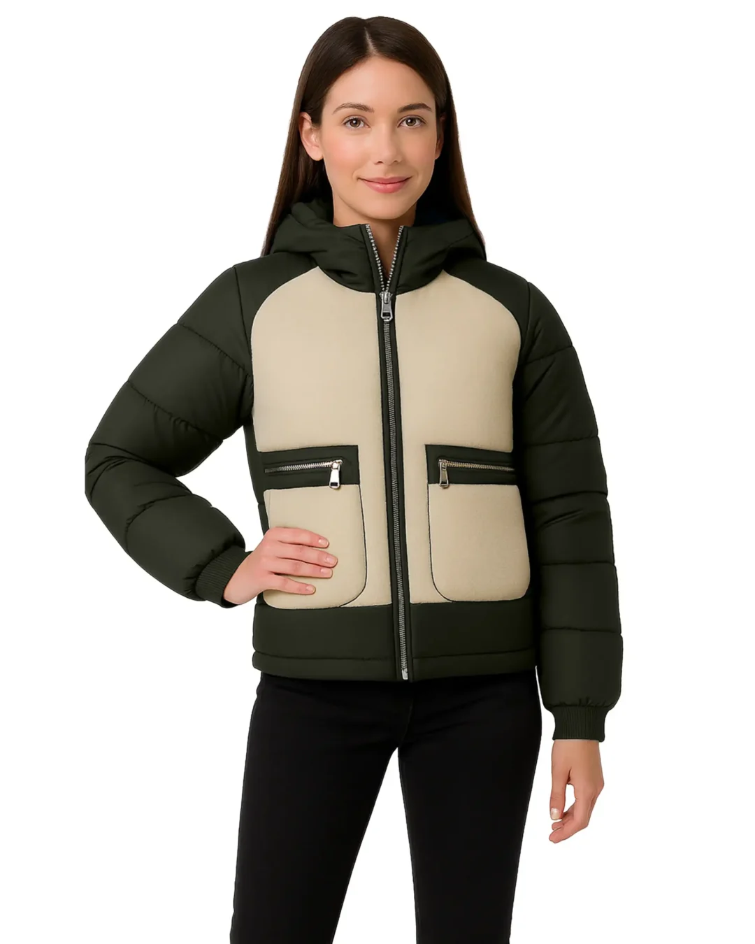 Sherpa Lined fusion puffer Jacket for Women