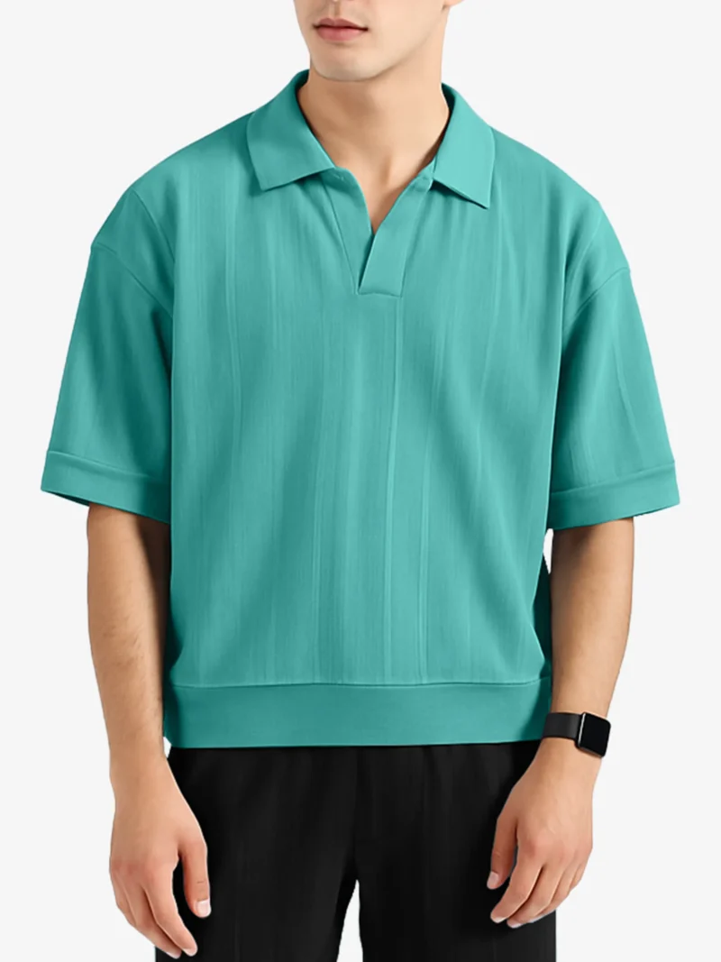 Slate Textured Knit Polo Shirt