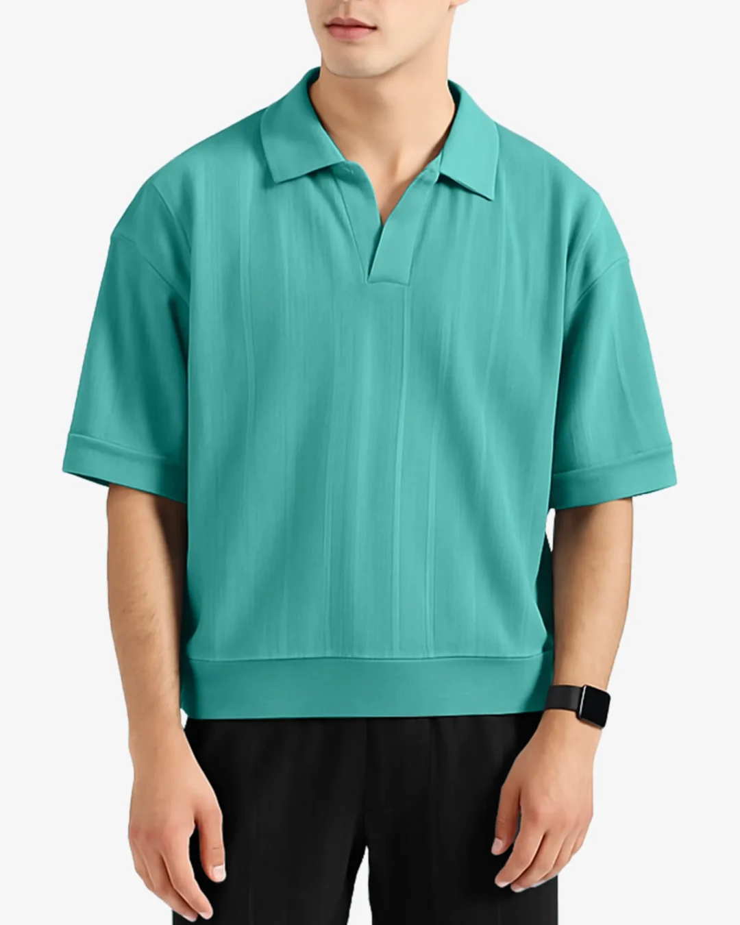 Slate Textured Knit Polo Shirt