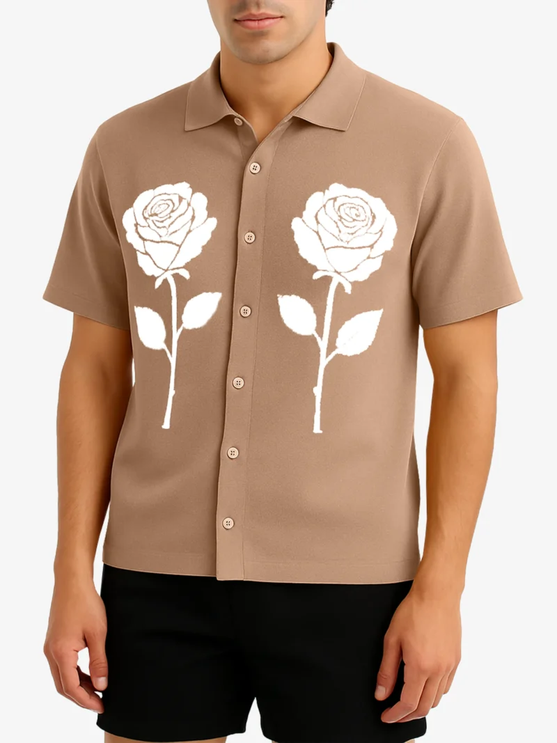 Stone Short Sleeve Floral Button Down