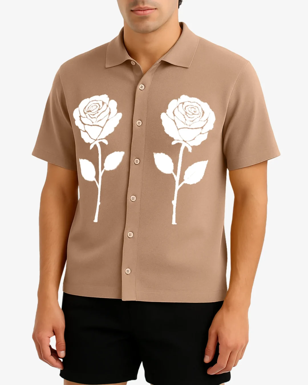 Stone Short Sleeve Floral Button Down