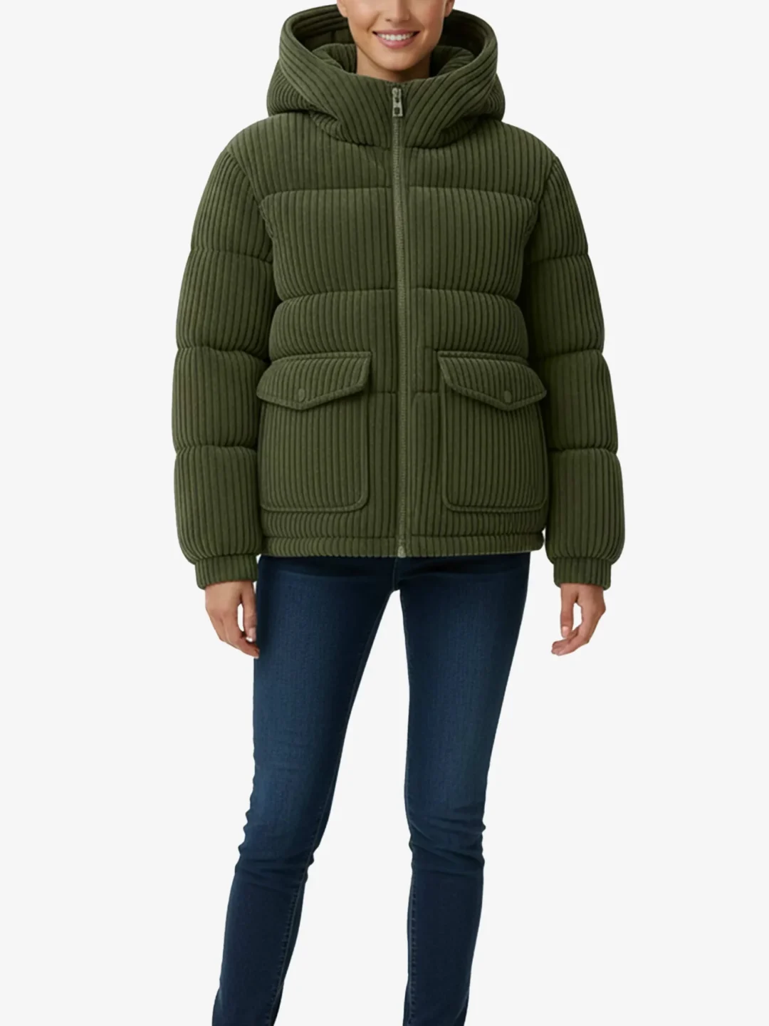 Heritage Corduroy Cropped Hooded Puffer Women