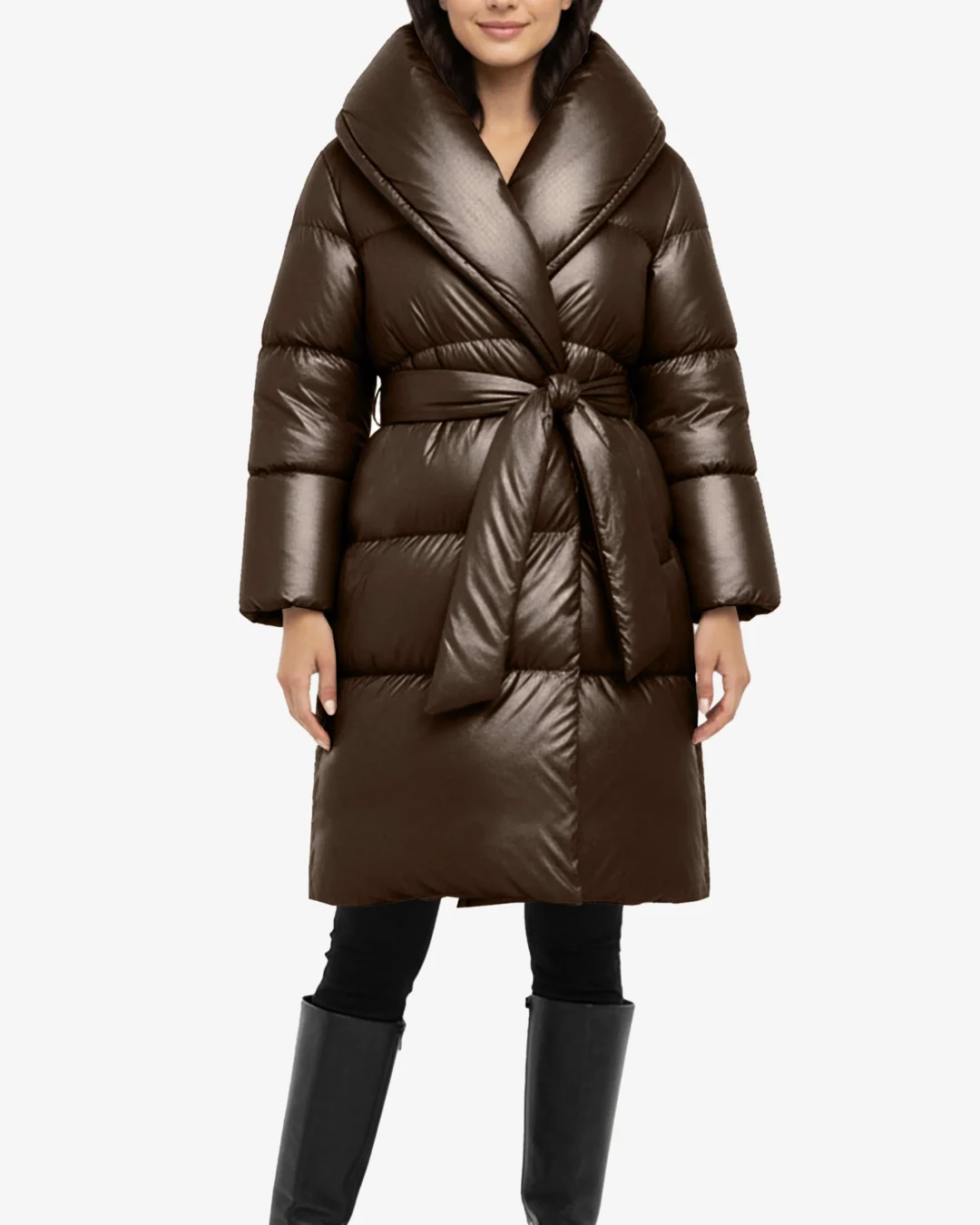 Nordic Coat Long Belted Puffer Women