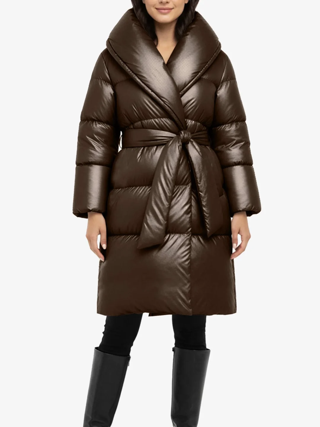 Nordic Coat Long Belted Puffer Women