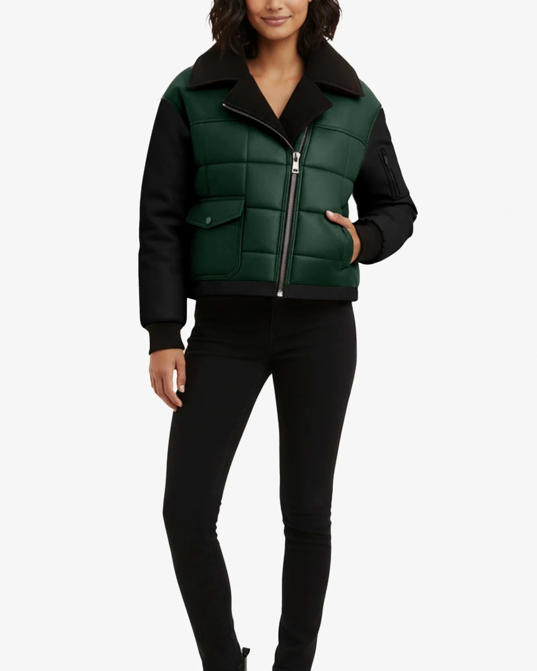 Obsidian Colorblock Cropped Puffer Women