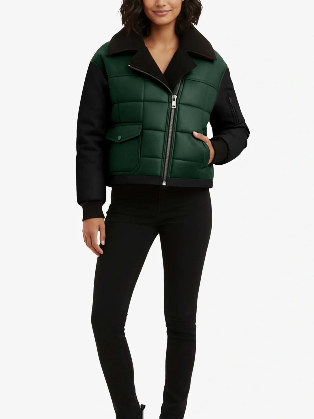 Obsidian Colorblock Cropped Puffer Women