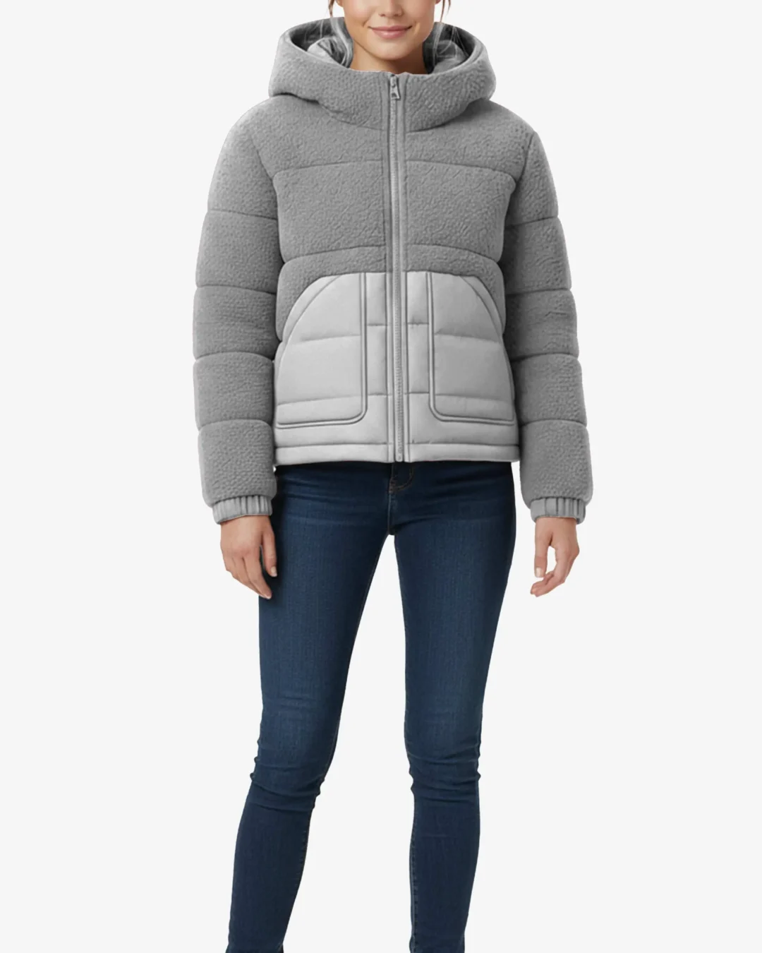 Wine Glow Women's Puffer Jacket With Fur Hood