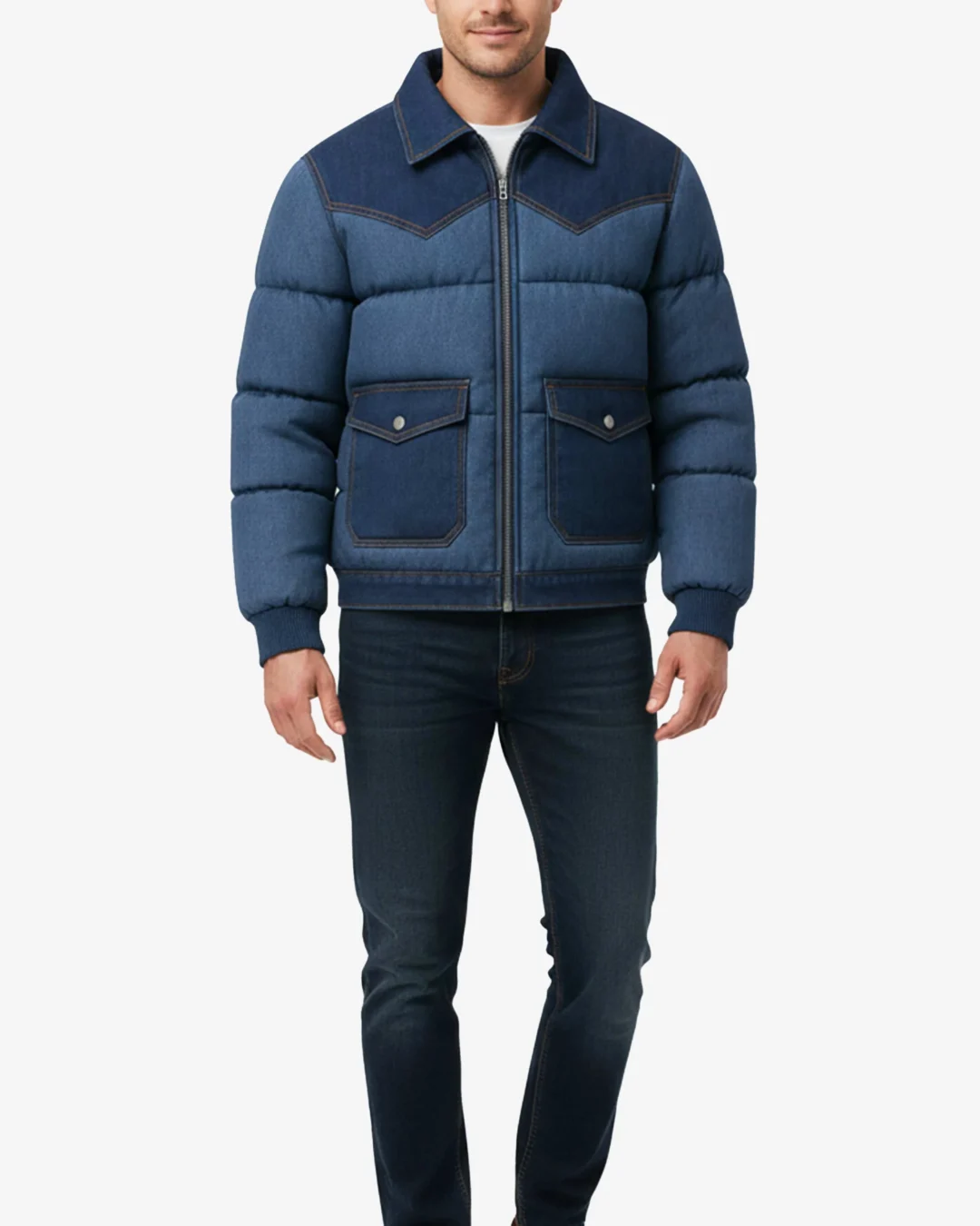 Oceansteel Denim Puffer Jacket For Men