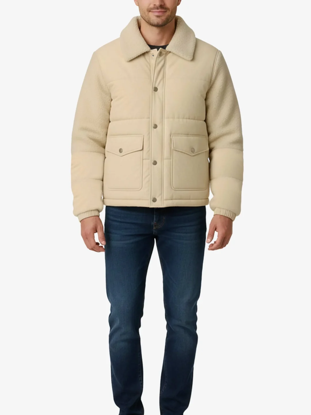Shearling Collar Puffer Jacket Men