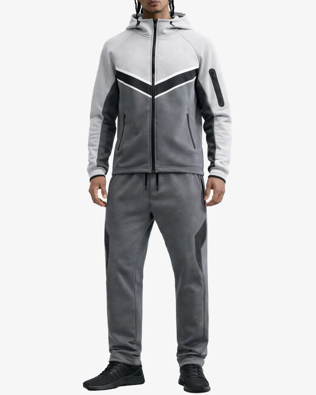 ActivePro Men's Grey Tracksuit Zip Hoodie