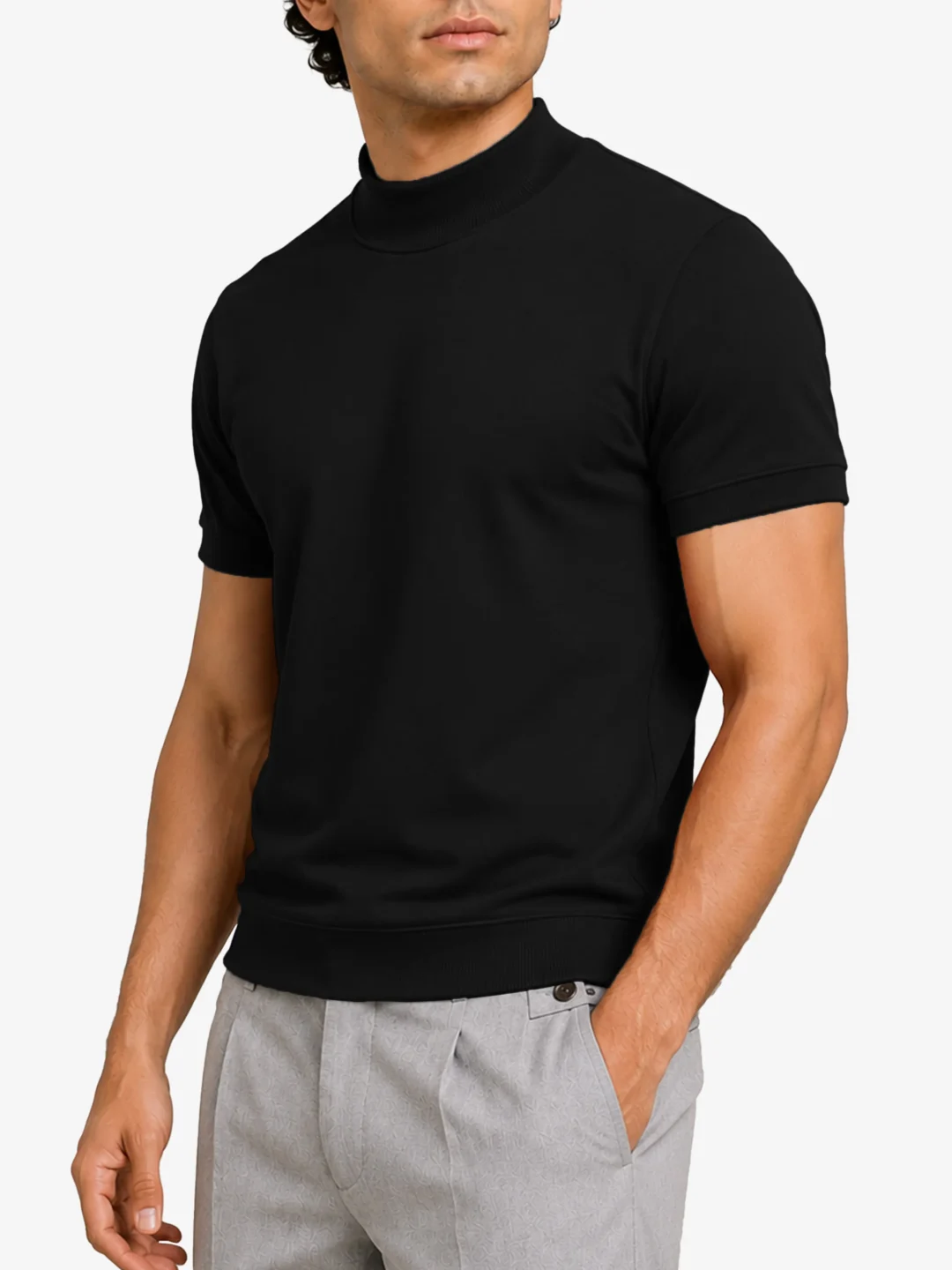 Melan Mock Neck Sweatshirt for Men Slim Fit Casual Wear