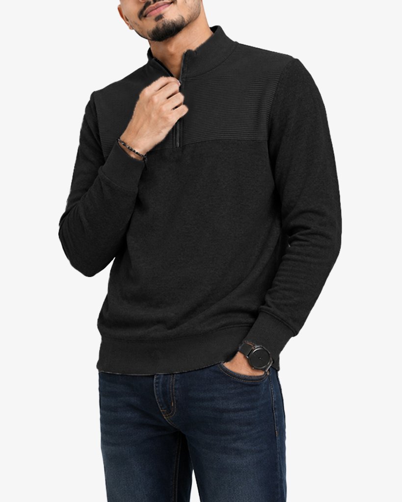 Novile Men's Quarter Zip Pullover Sweatshirt - Regular Fit Casual Sweater